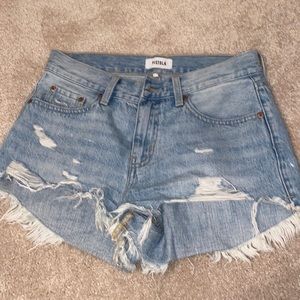 Pistola light wash distressed jean shorts